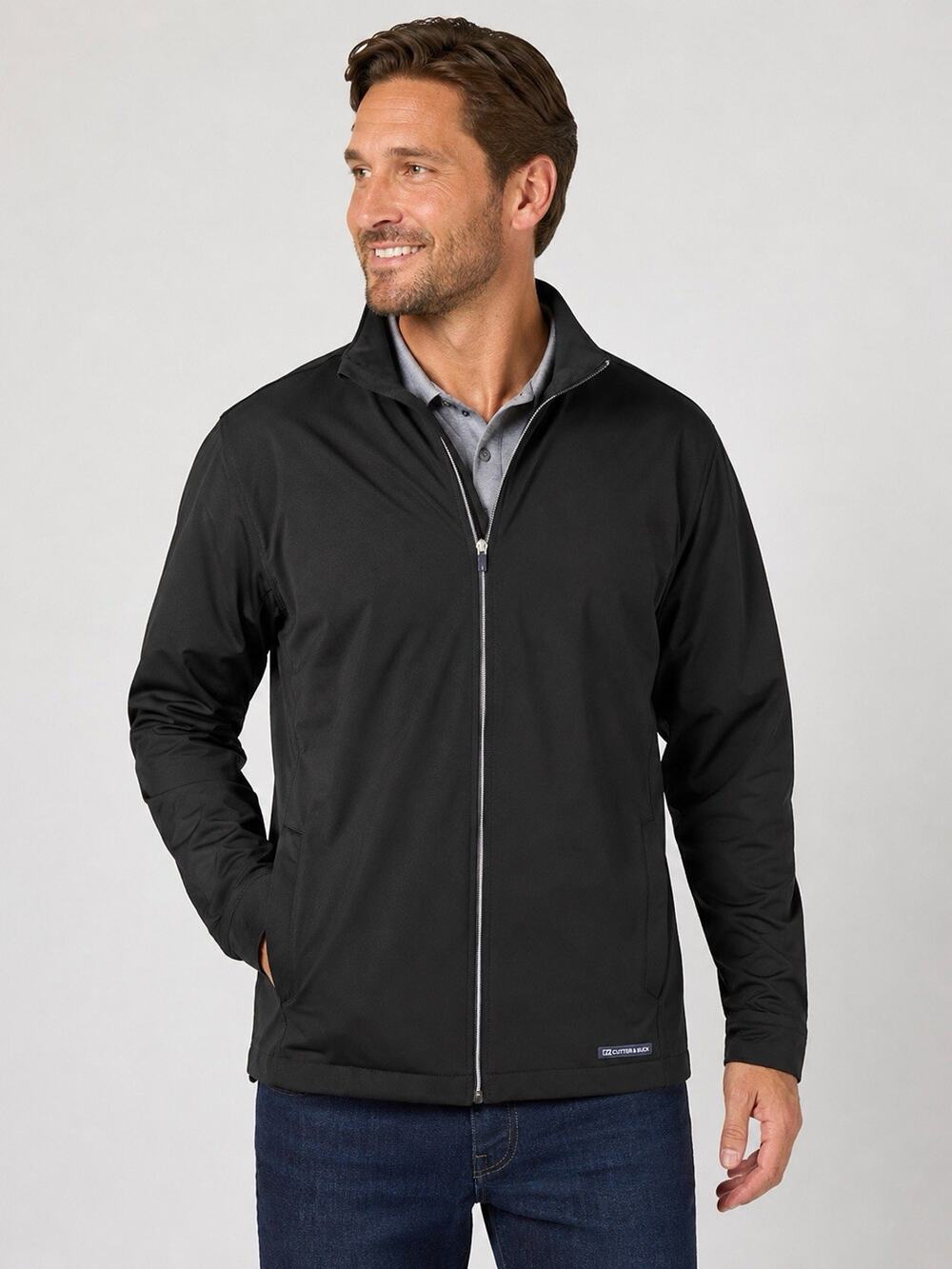 Cutter & Buck Men’s Large Black Full Zip Jacket Lightweight Golf Outdoor L